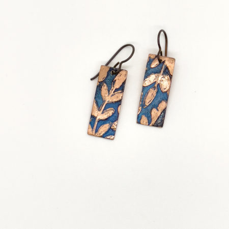 Rectangular Blue Copper Earrings